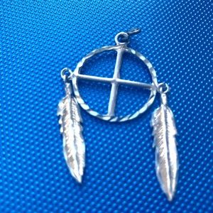 Vintage Sterling Silver Pendant Dream Catcher 925